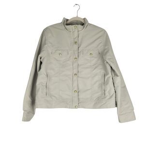LL Bean Women's Soft Shell 2 in 1 Jacket Zip Out Vest Light Khaki/Ivory Large